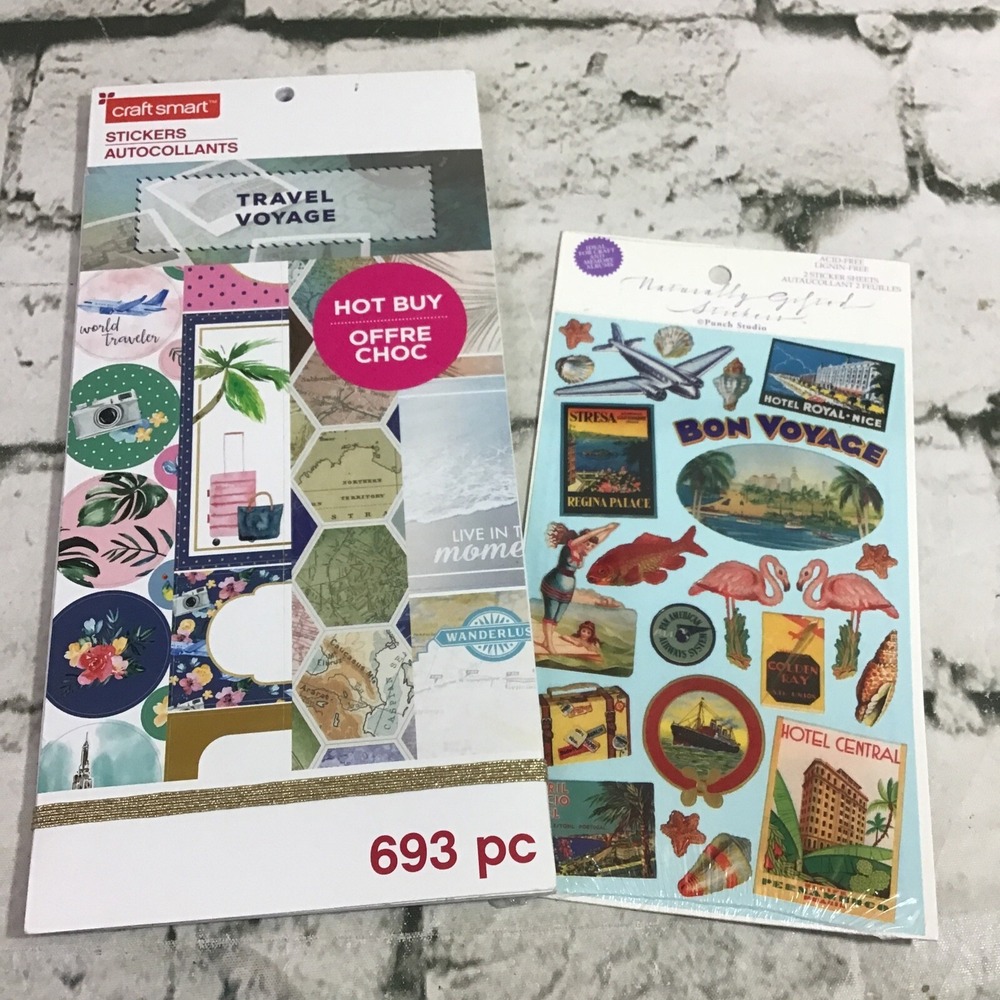 Scrapbooking Stickers Autocollants Travel Bon Voyage Vacation Lot Book & Package